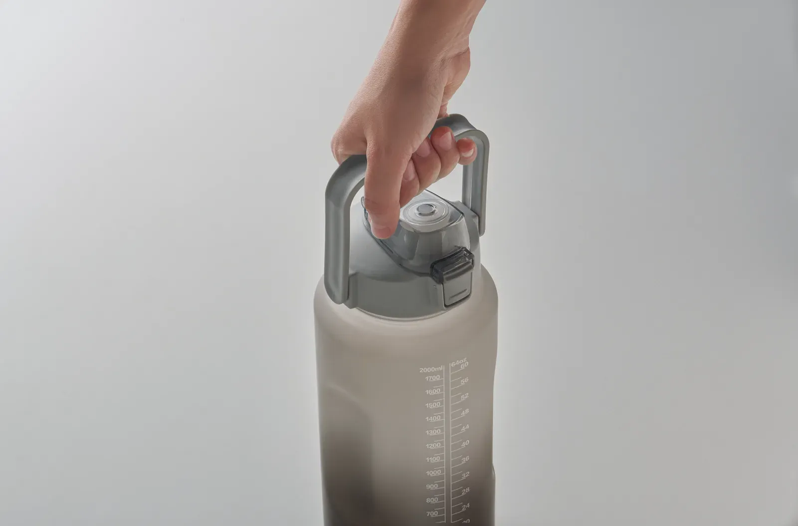 Activate Max – Motivational Water Bottle in RPET; Features an One-Hand Open Flip-Top Lid with Straw, Safety Lock, and Handle — Black