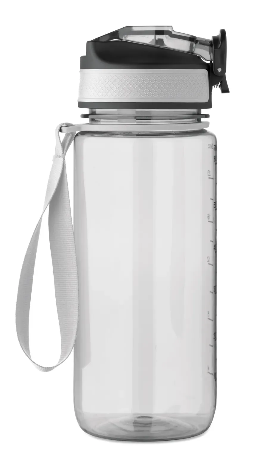 Enkel – Motivational Sports Water Bottle in RPET with Integrated Straw, Soft Silicone Mouth Piece — Transparent
