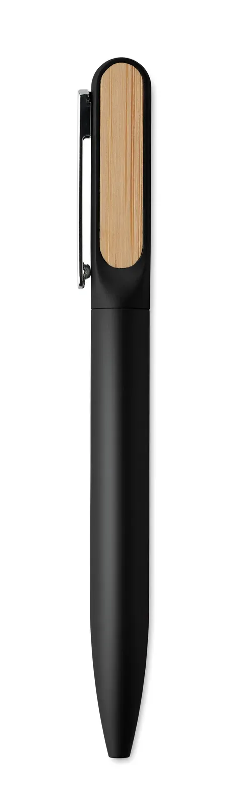 Aluba Twist Ballpen – Recycled Aluminium Barrel with Bamboo Detail — Black