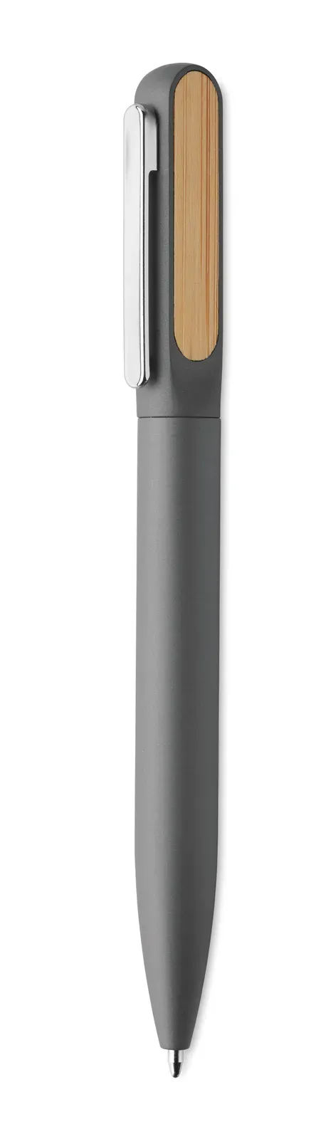 Aluba Twist Ballpen – Recycled Aluminium Barrel with Bamboo Detail — Titanium