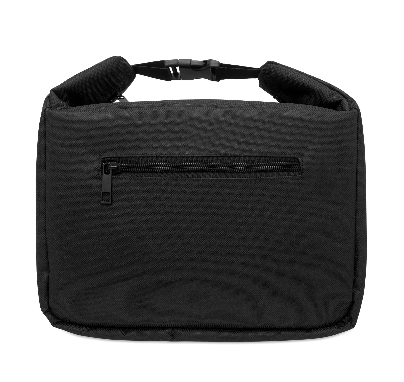 RPET Cooler Bag Wintry with Zippered Pocket 18.5X12X26 cm MO2810 — Black