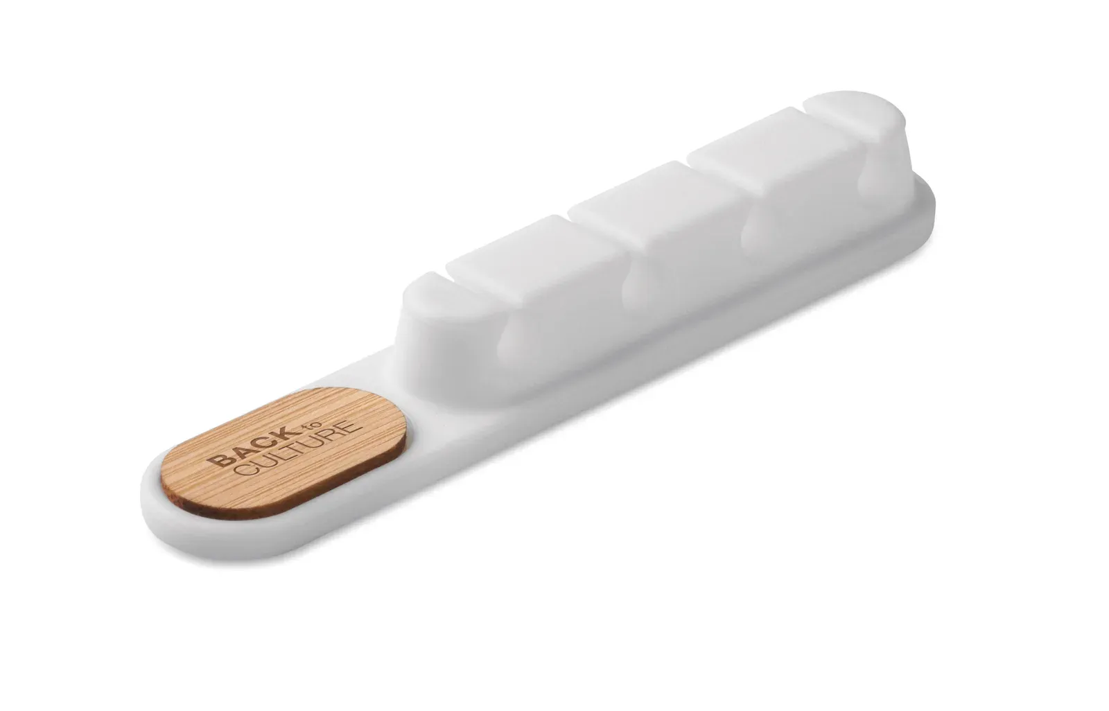 Order Silicone Cable Organiser – Bamboo Detail — White