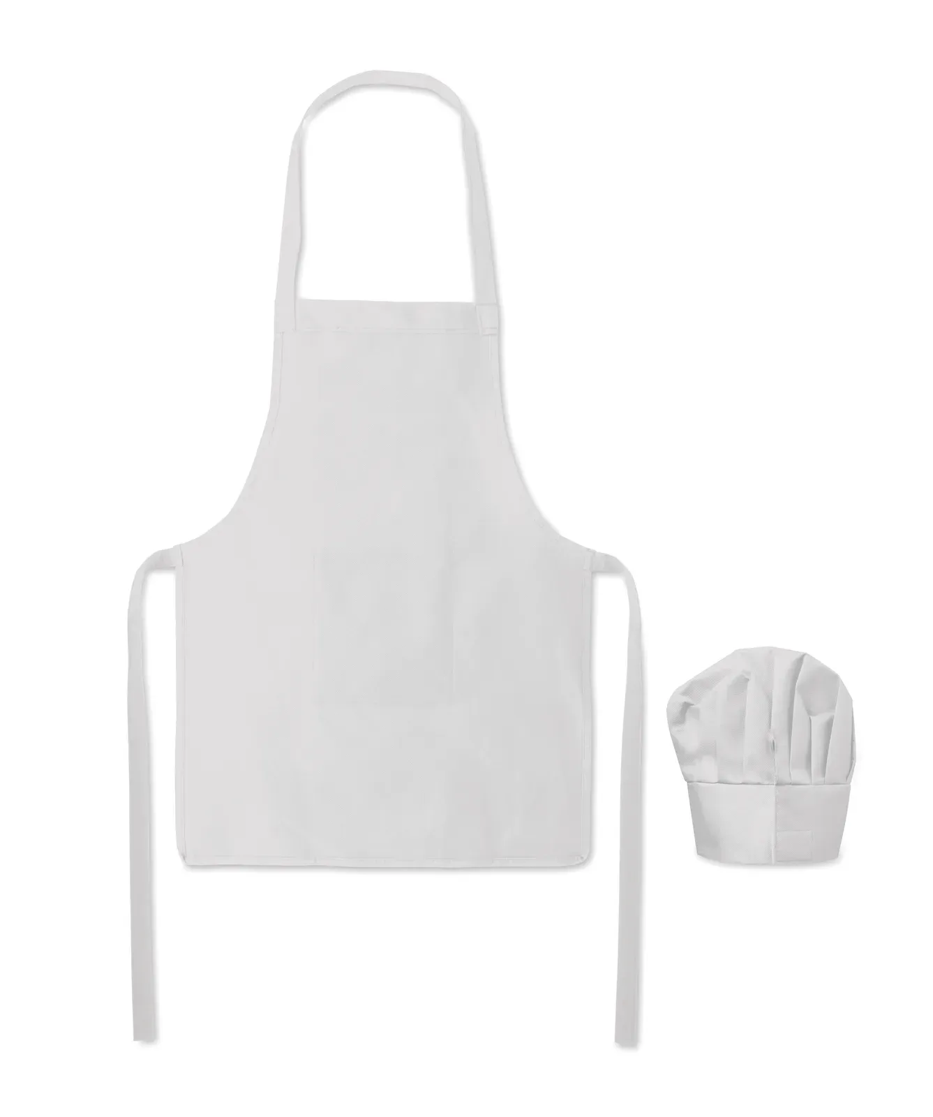 Kid Chef – Kids chef's Hat and Apron Set in RPET Non-Woven — White