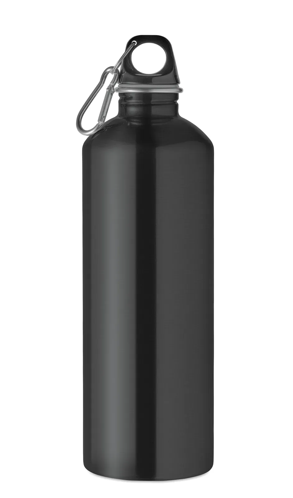 Re-One Moss – Single Wall Bottle (90% Recycled Stainless Steel and 10% Stainless Steel) with a PP Lid and Carabiner — Black
