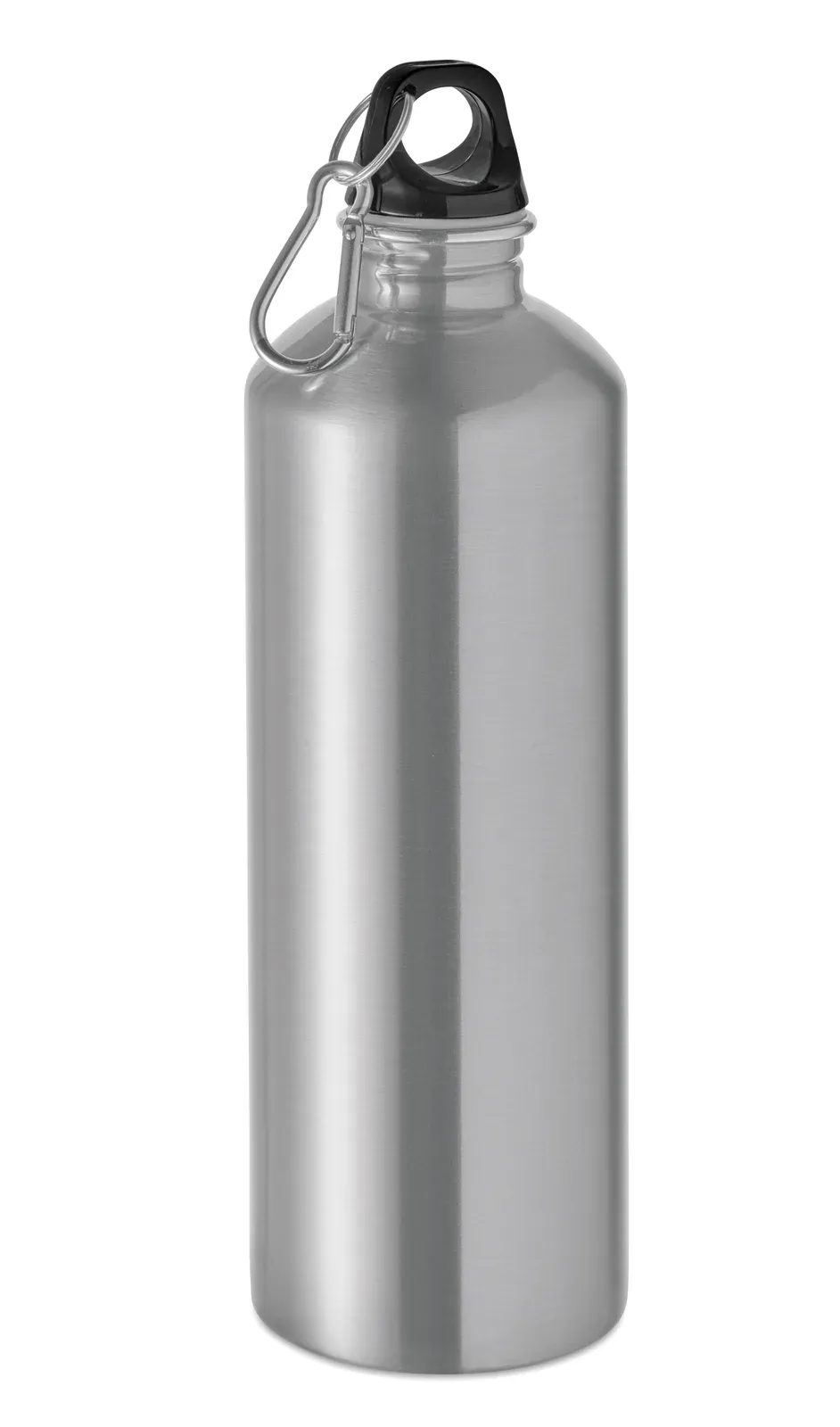Re-One Moss – Single Wall Bottle (90% Recycled Stainless Steel and 10% Stainless Steel) with a PP Lid and Carabiner — Matt Silver