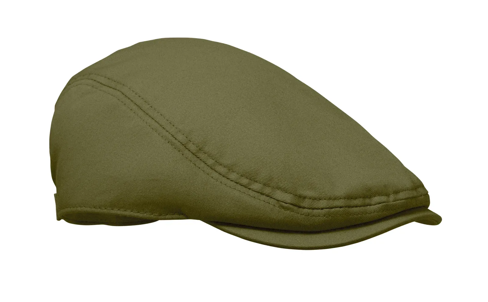 Flat Peak Newsboy Twill Cotton Cap — Army Green