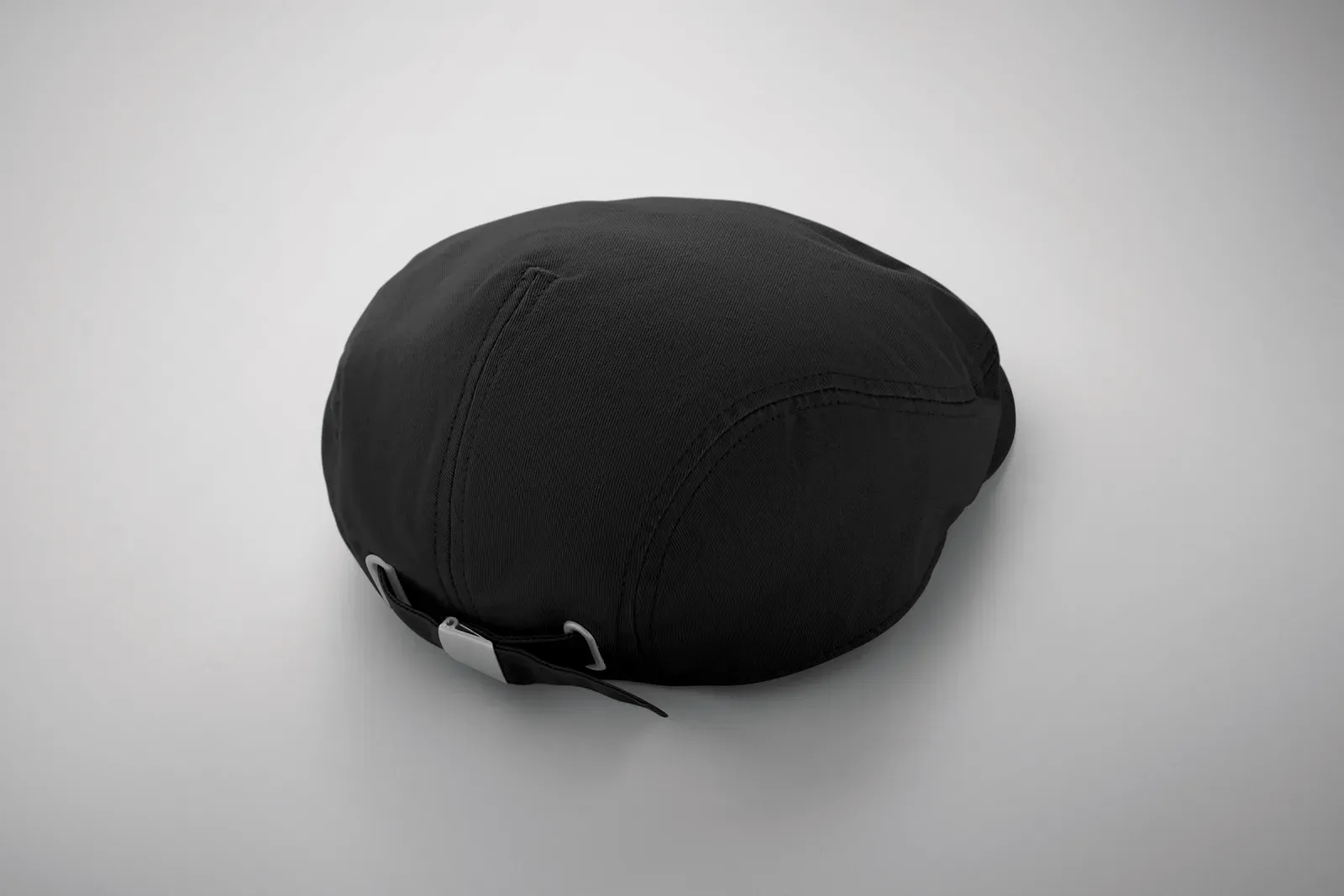 Flat Peak Newsboy Twill Cotton Cap — Black