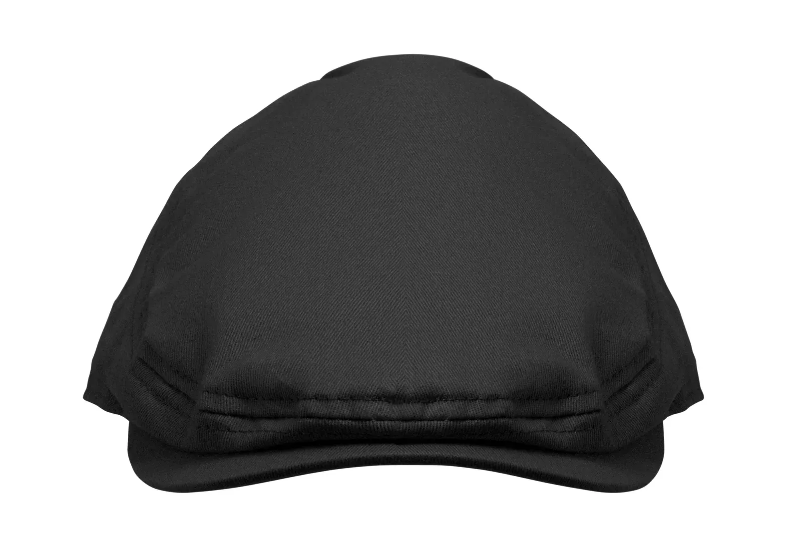 Flat Peak Newsboy Twill Cotton Cap — Black