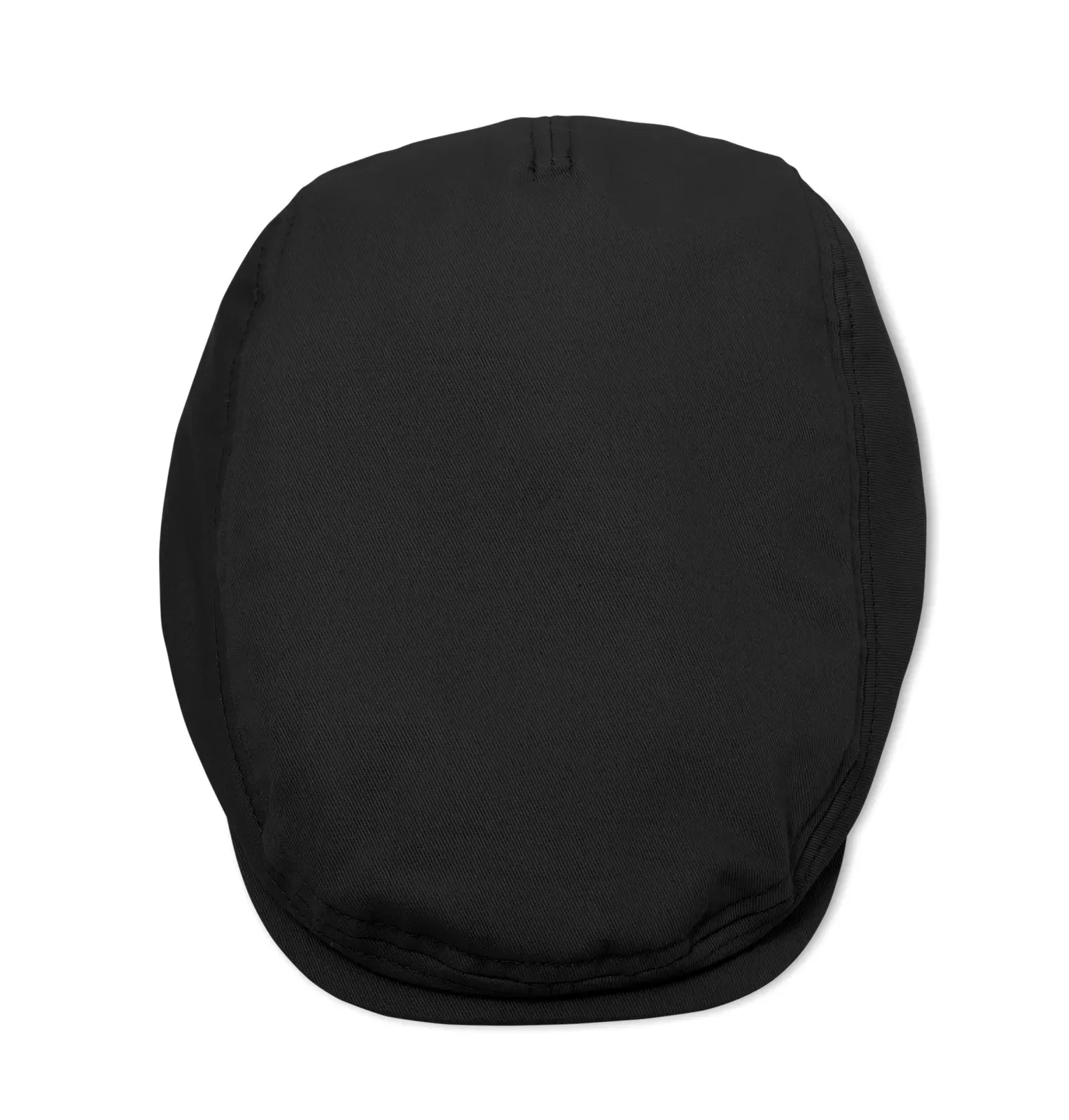 Flat Peak Newsboy Twill Cotton Cap — Black
