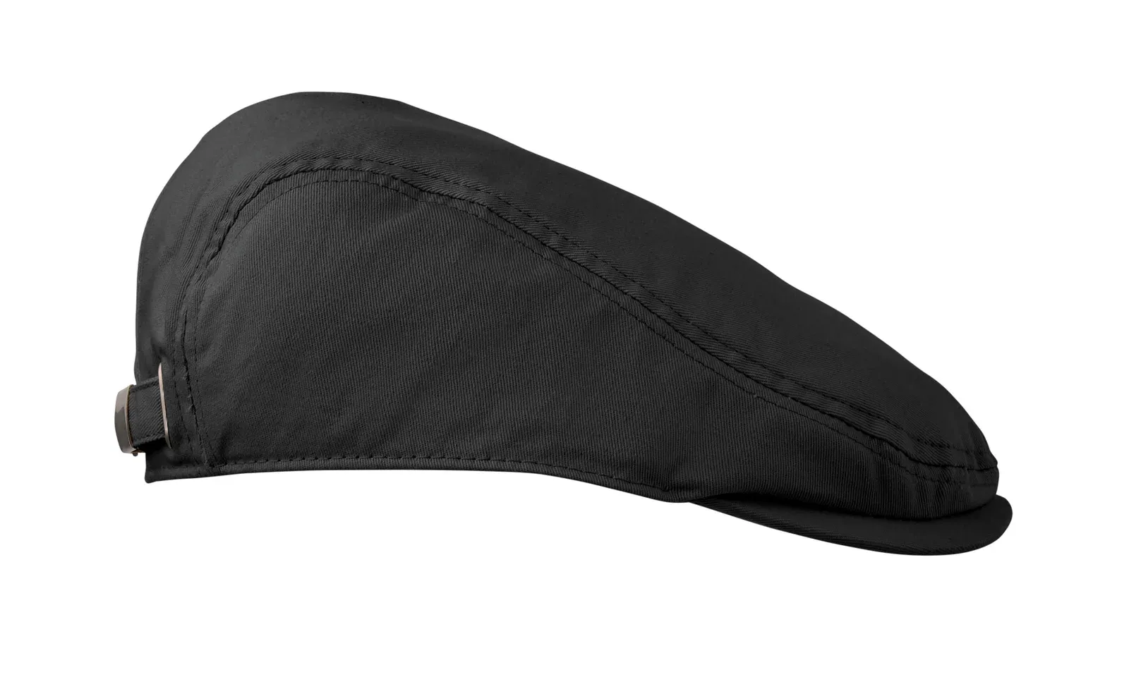 Flat Peak Newsboy Twill Cotton Cap — Black