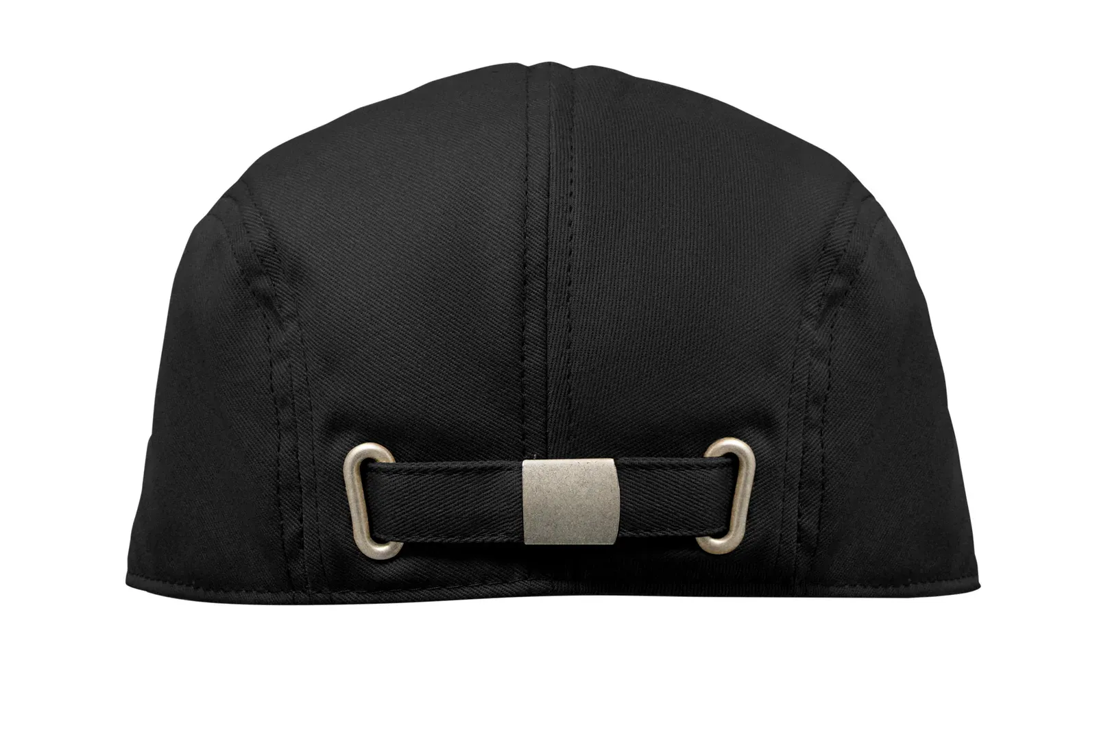 Flat Peak Newsboy Twill Cotton Cap — Black