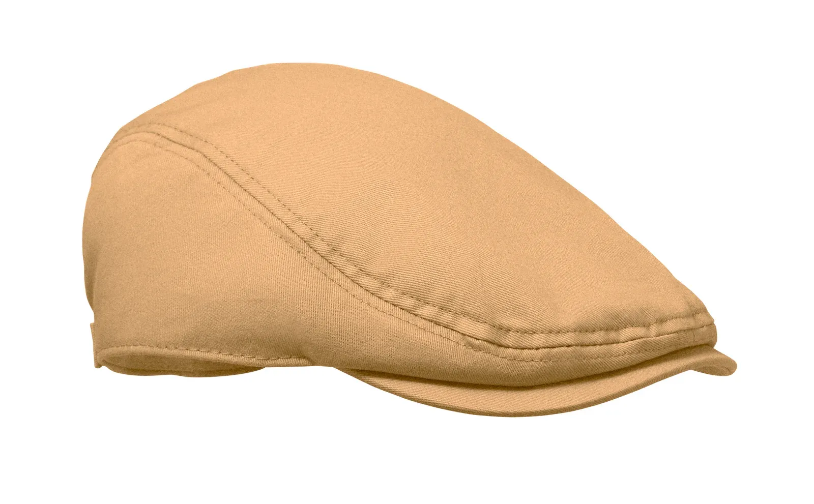 Flat Peak Newsboy Twill Cotton Cap — Khaki