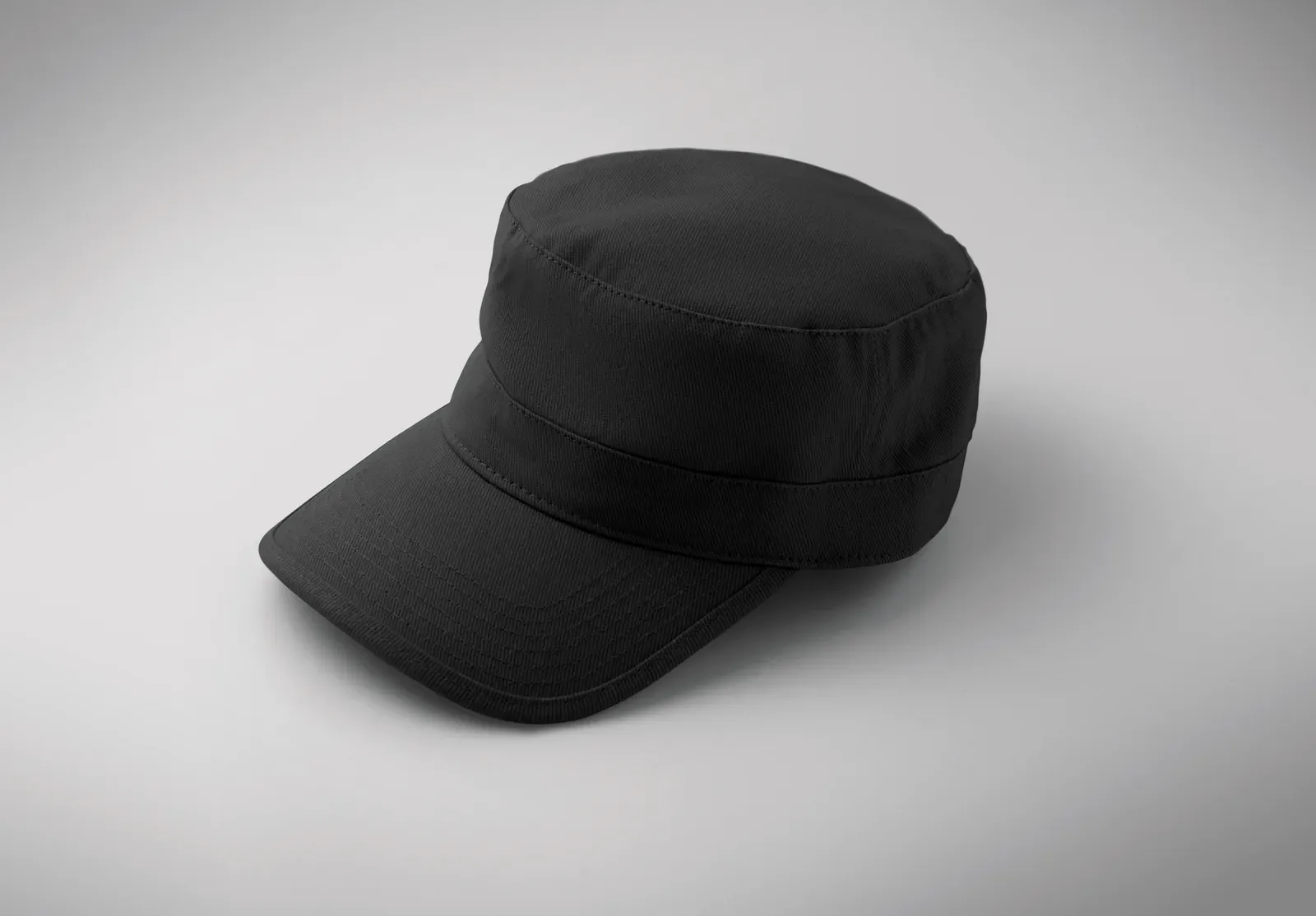 Field Military-Style Cotton Cap — Black
