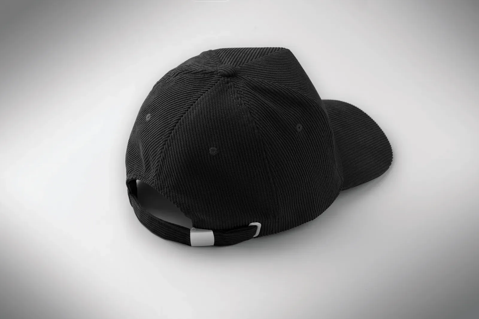 Wale 5-Panel Corduroy Baseball Cap — Black