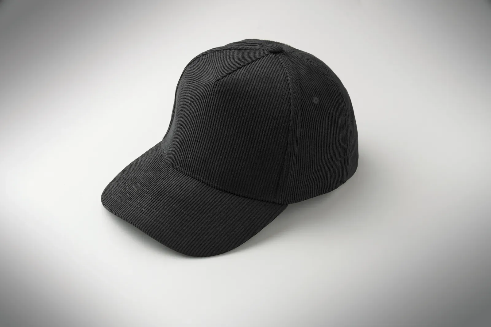 Wale 5-Panel Corduroy Baseball Cap — Black