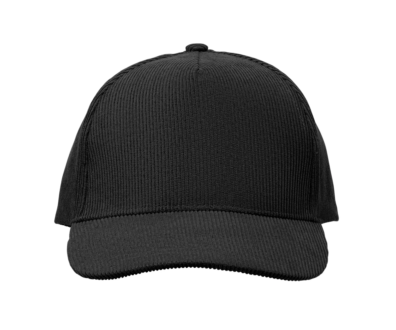 Wale 5-Panel Corduroy Baseball Cap — Black