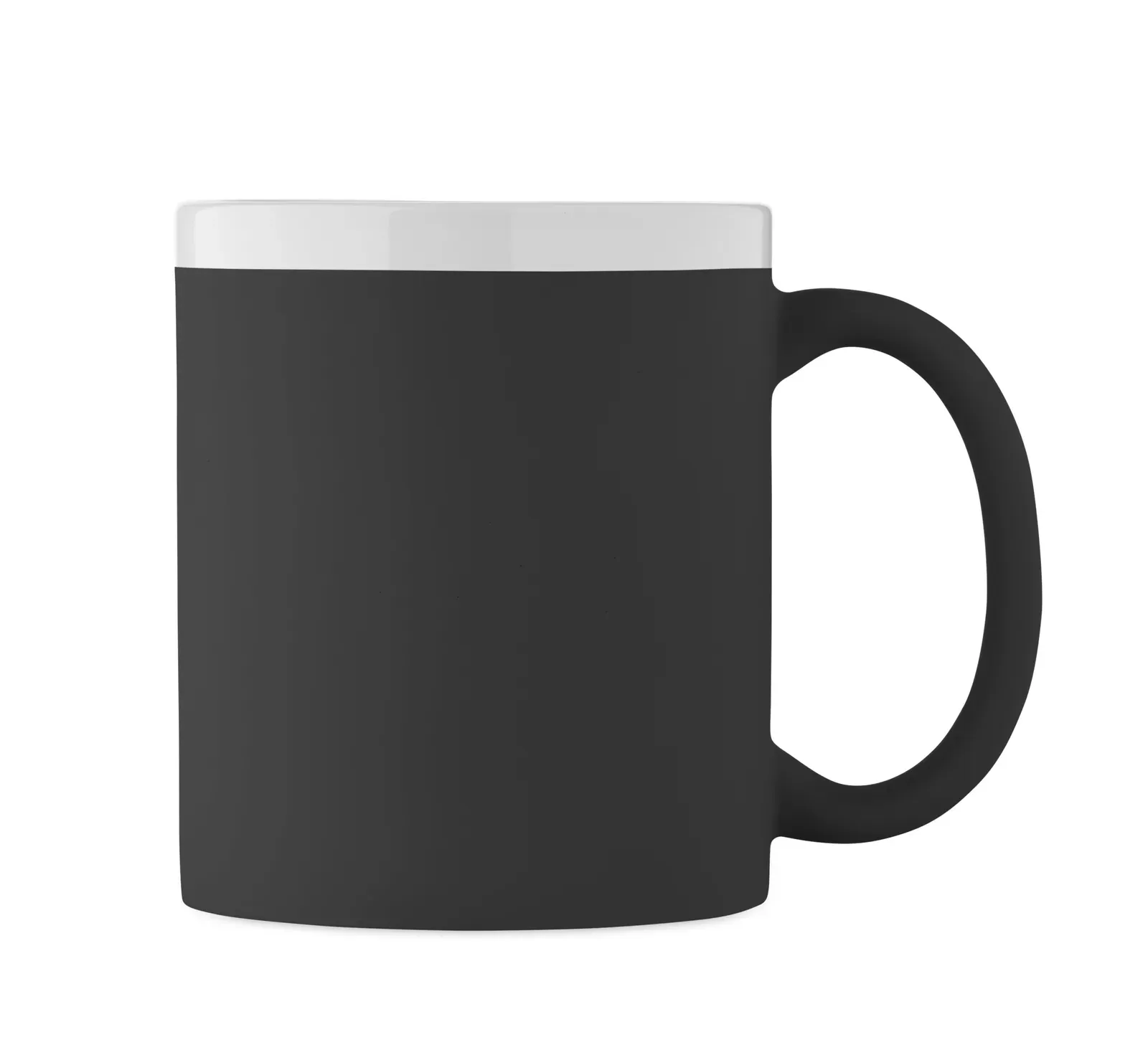 Mugiva – Stoneware Ceramic Mug with Matt Finish Exterior and White Inner and Rim; Suitable for Engraving — Black