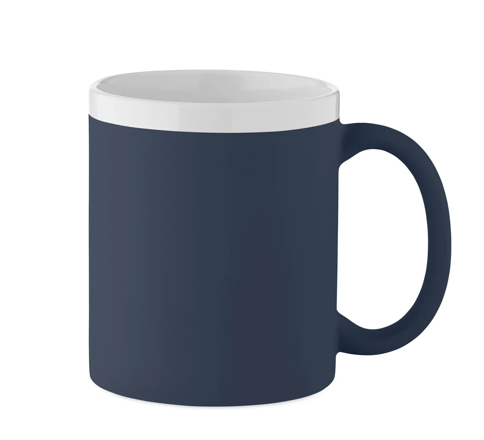 Mugiva – Stoneware Ceramic Mug with Matt Finish Exterior and White Inner and Rim; Suitable for Engraving — French Navy