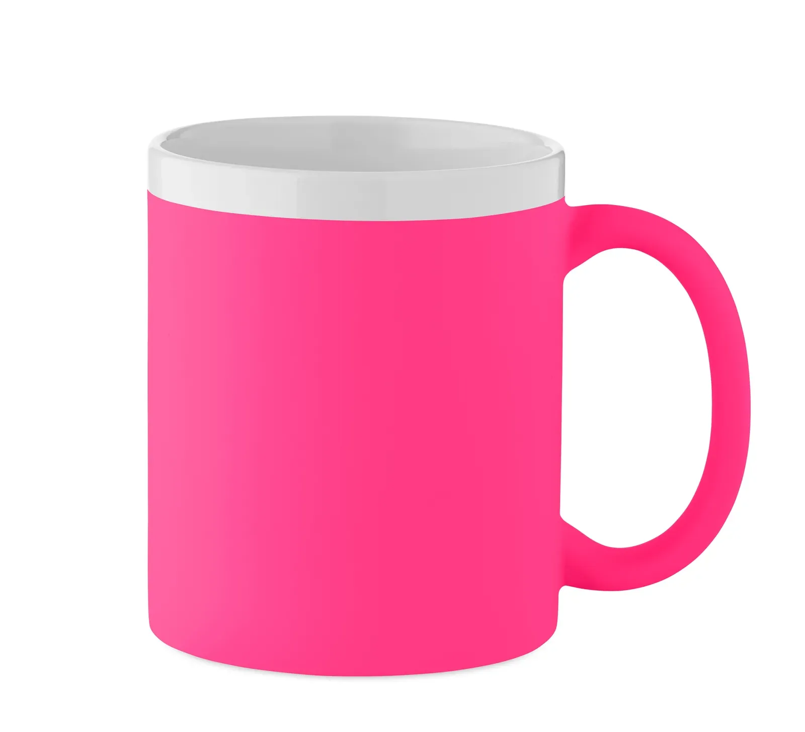 Mugiva – Stoneware Ceramic Mug with Matt Finish Exterior and White Inner and Rim; Suitable for Engraving — Neon Fuchsia