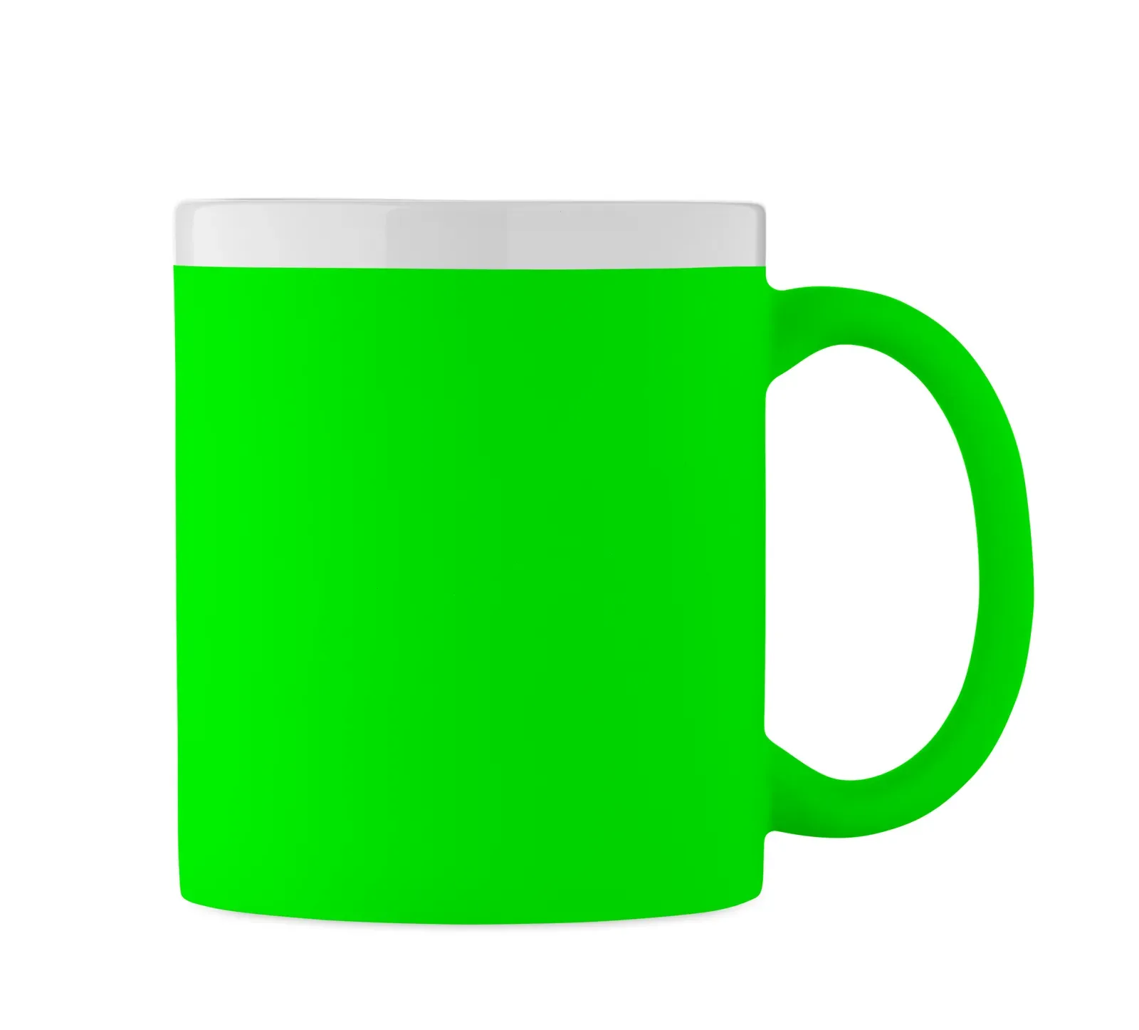 Mugiva – Stoneware Ceramic Mug with Matt Finish Exterior and White Inner and Rim; Suitable for Engraving — Neon Green
