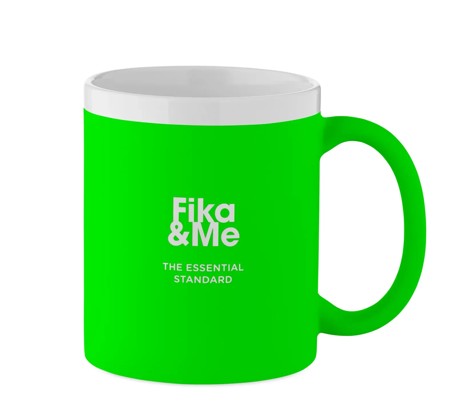 Mugiva – Stoneware Ceramic Mug with Matt Finish Exterior and White Inner and Rim; Suitable for Engraving — Neon Green