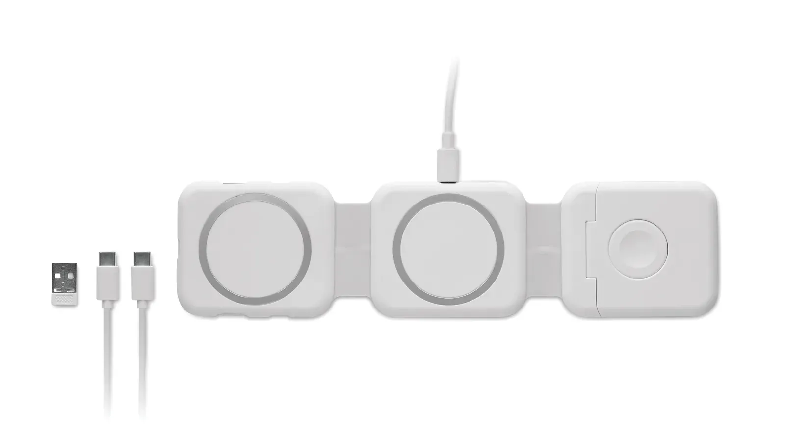 Rois Magnetic Charging Station – 3 Wireless Spots, USB-C/A Hub — White