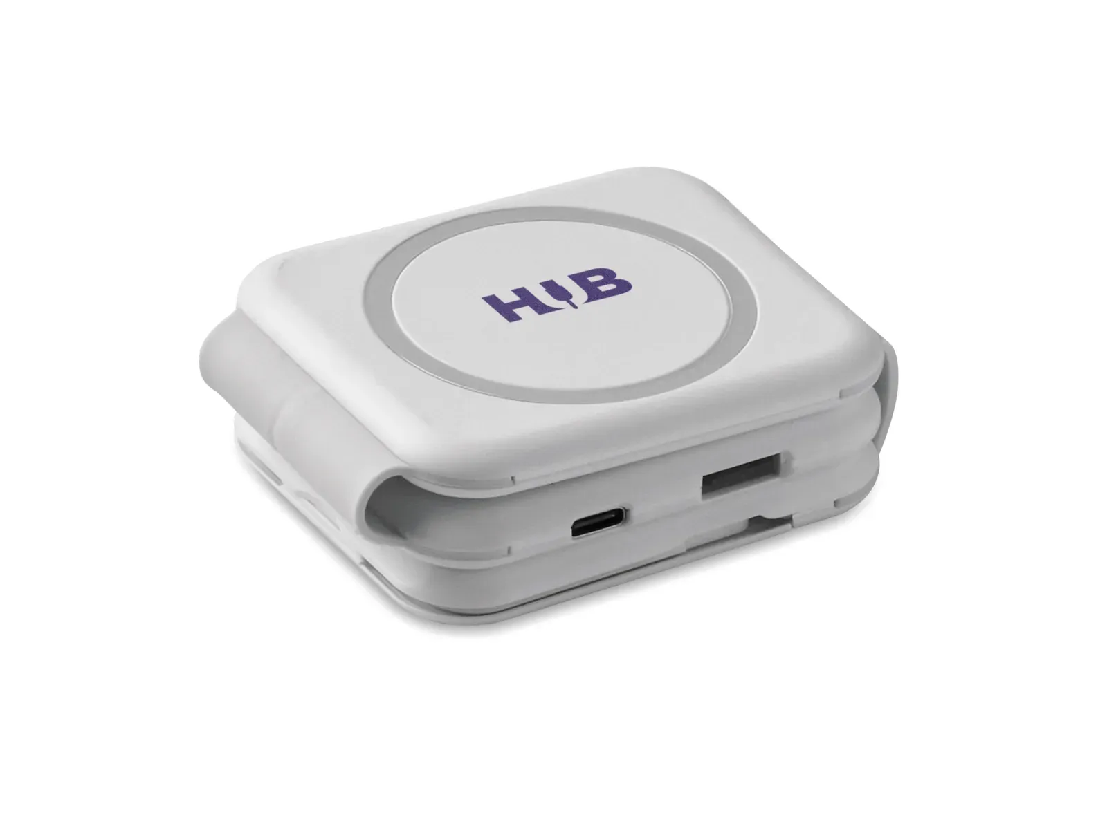 Rois Magnetic Charging Station – 3 Wireless Spots, USB-C/A Hub — White