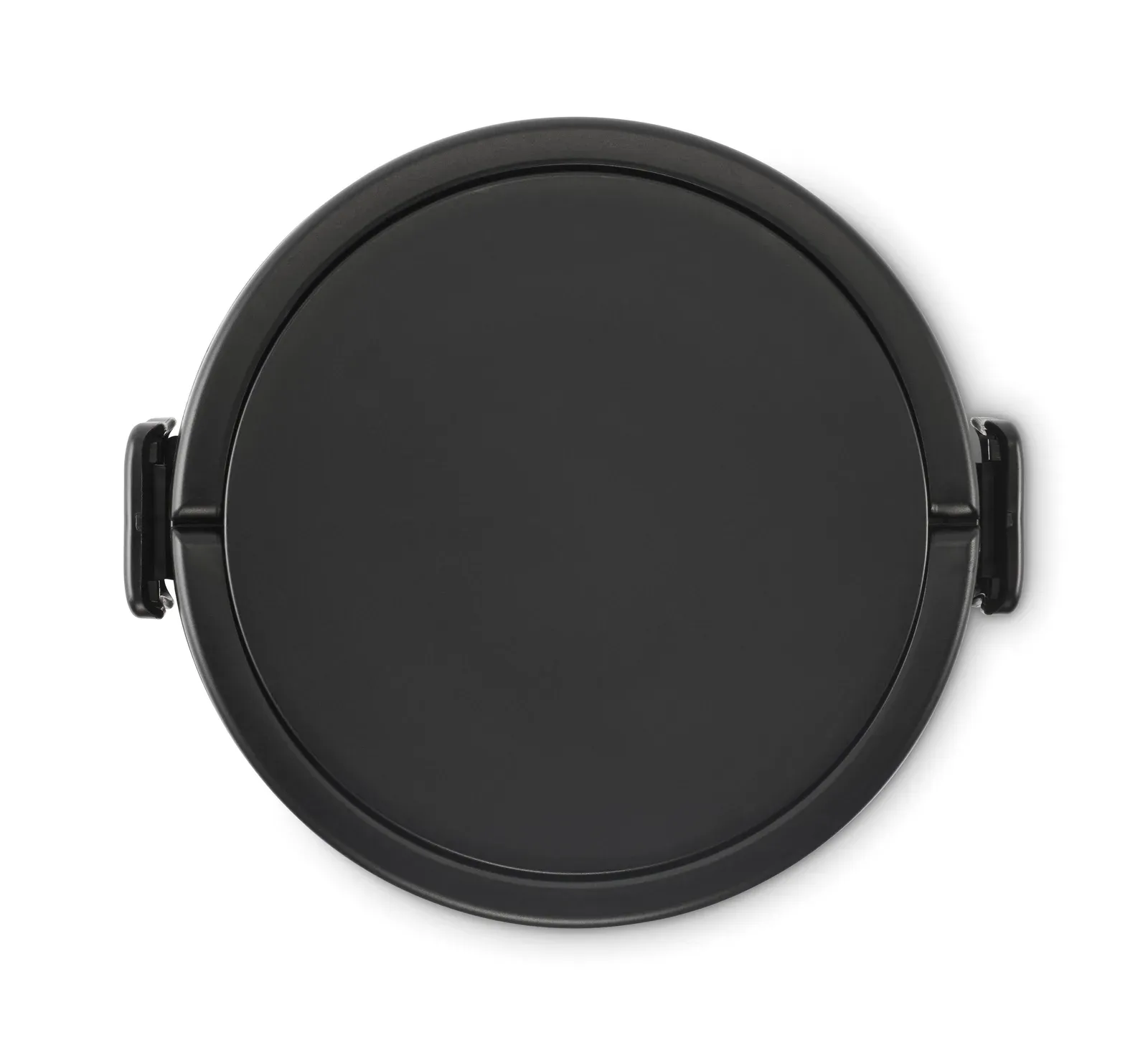 Ensala – Two-Tier Round Lunch Box Made of PP with Side Clip Closure and Handles; Includes Inner Lids in White — Black