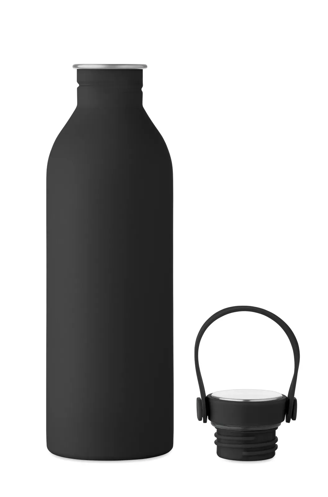 Svalur – Single Wall Bottle Made of 90 % Recycled Stainless Steel and 10% Stainless Steel with Rubber Finish — Black