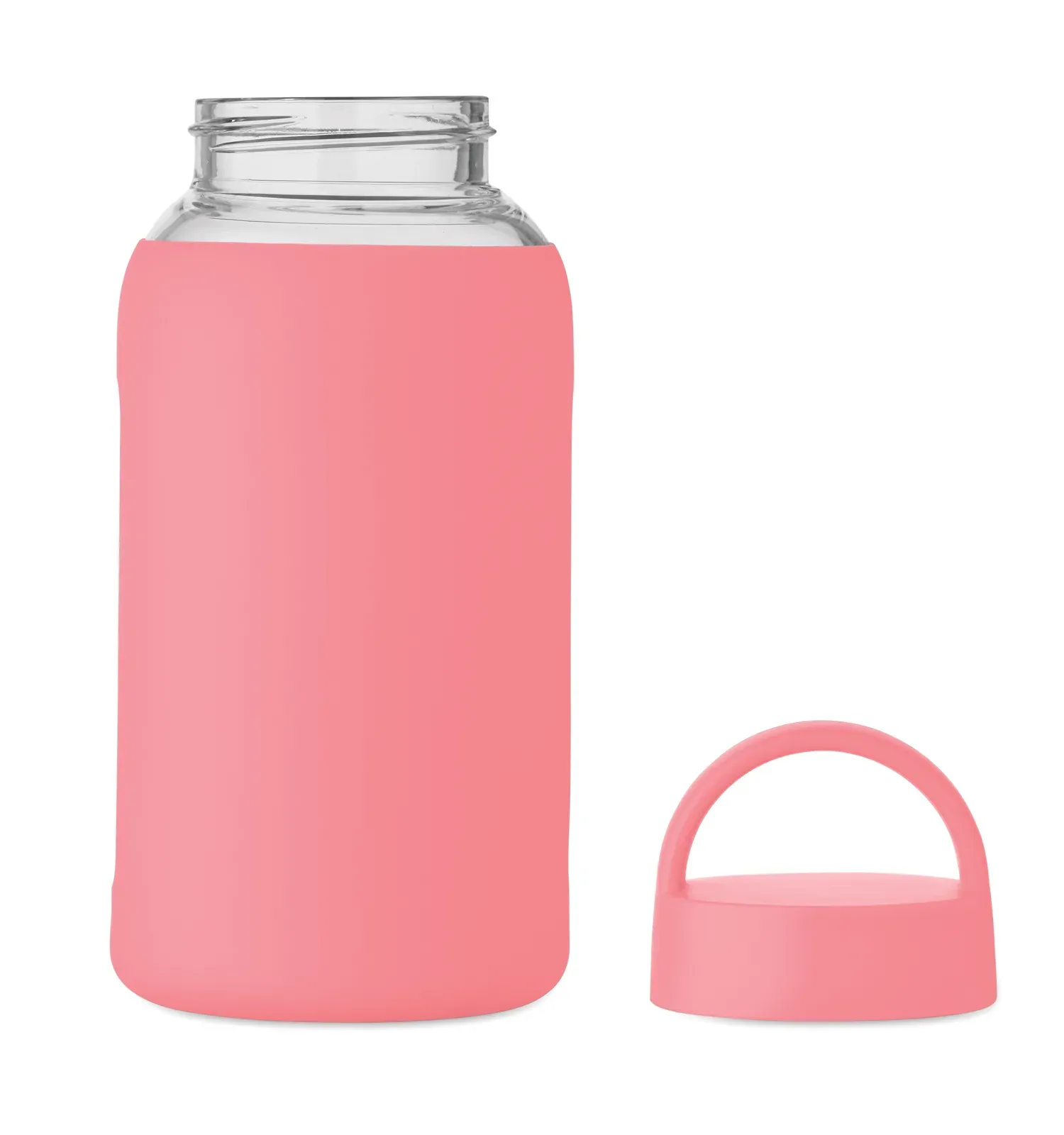 Boris – High Borosilicate Glass Bottle with Silicone Pouch and PP Lid with Handle — Baby Pink