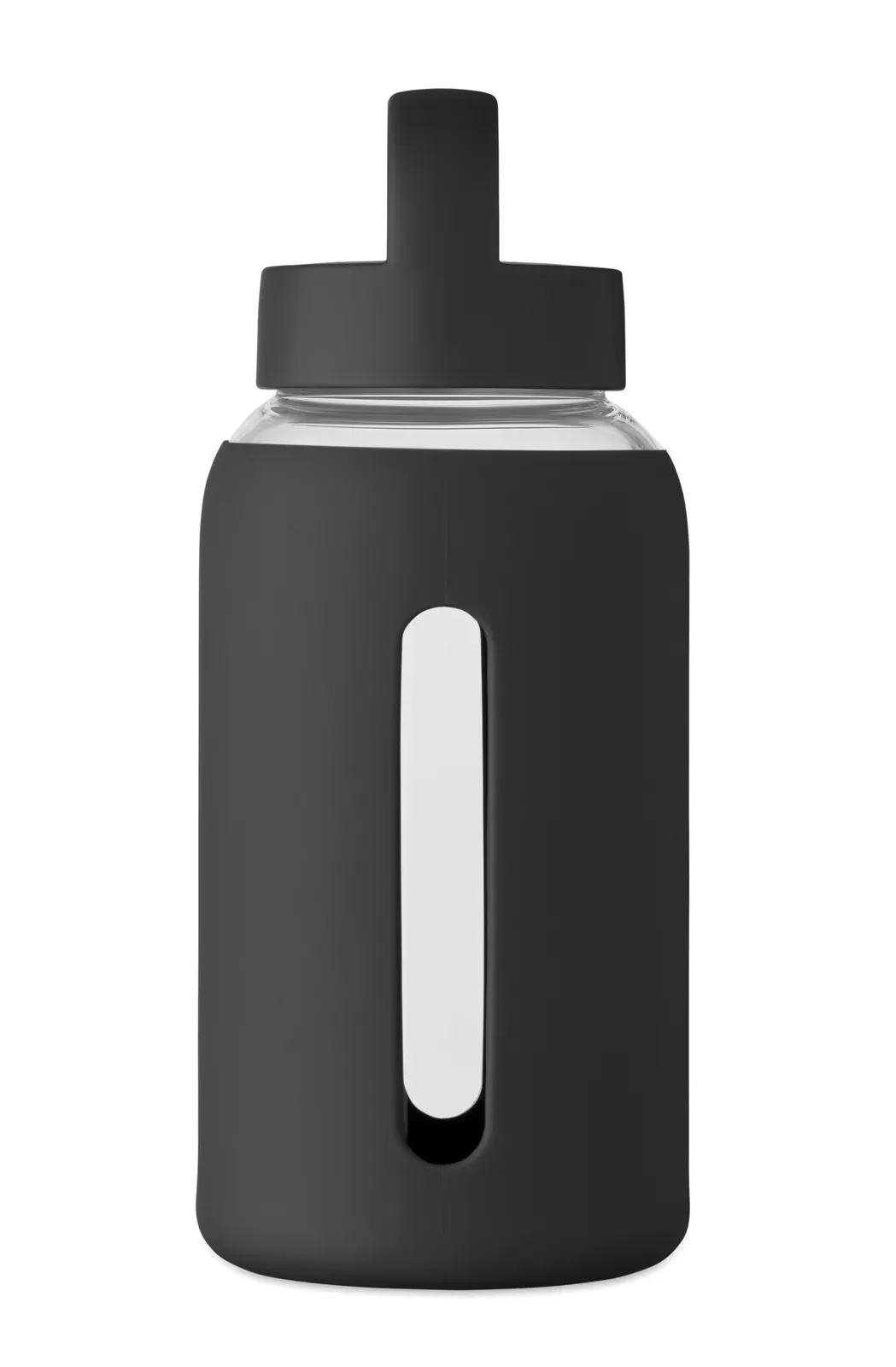 Boris – High Borosilicate Glass Bottle with Silicone Pouch and PP Lid with Handle — Black