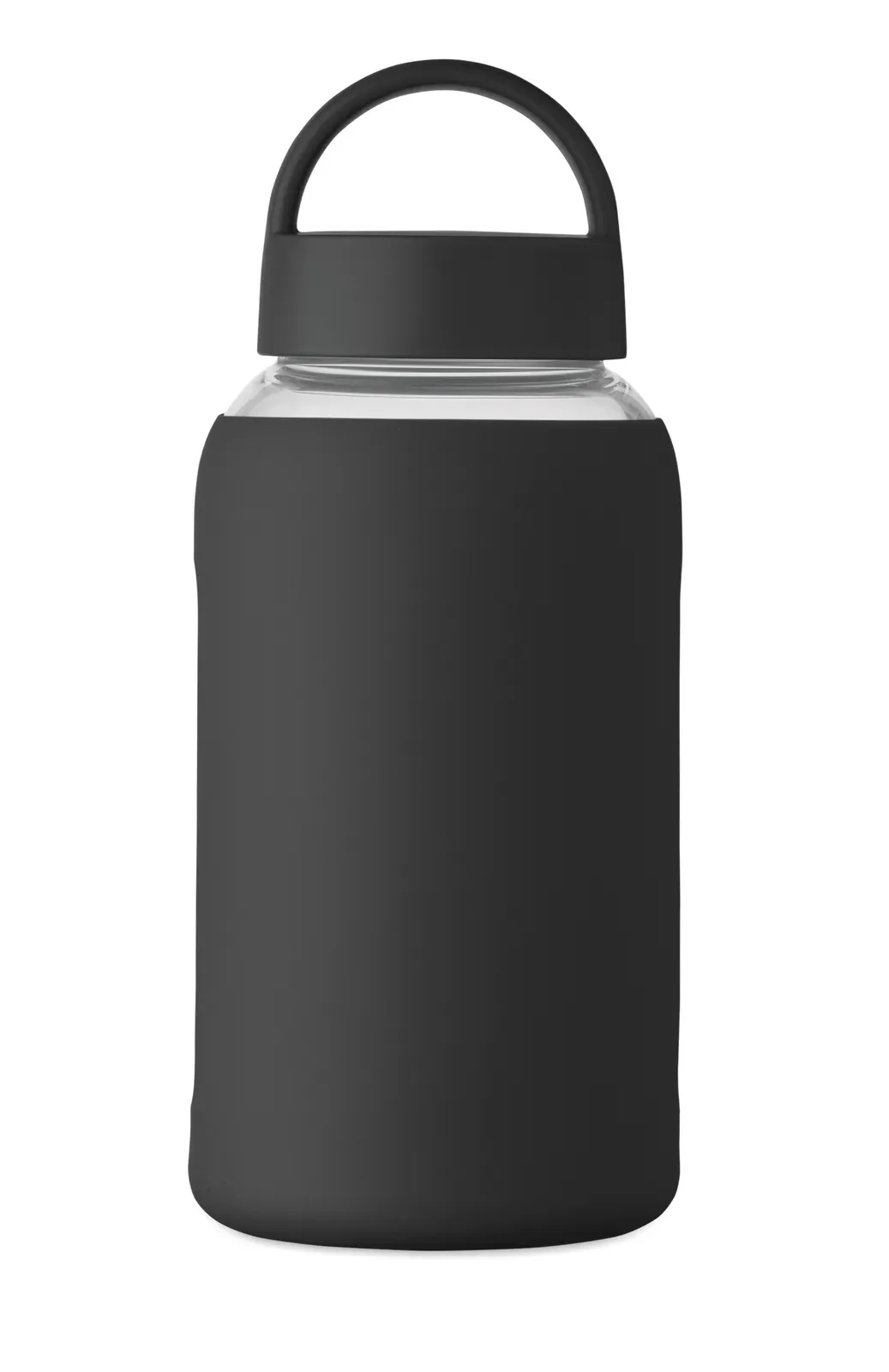 Boris – High Borosilicate Glass Bottle with Silicone Pouch and PP Lid with Handle — Black