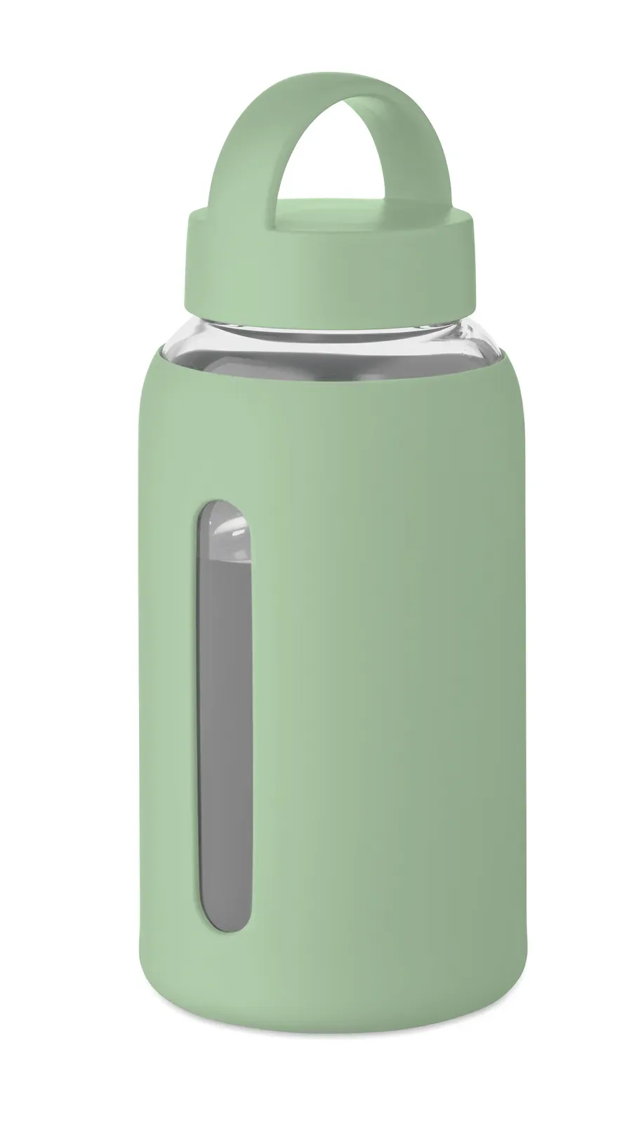 Boris – High Borosilicate Glass Bottle with Silicone Pouch and PP Lid with Handle — Mint Green
