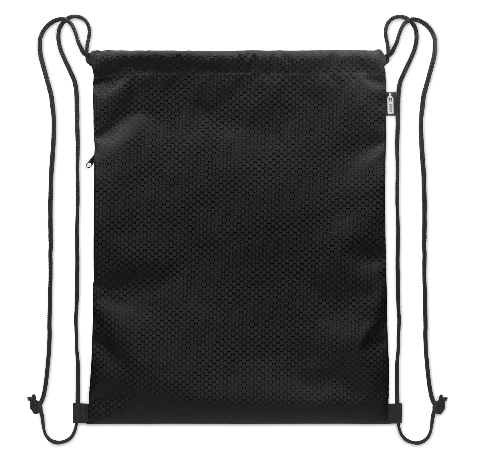 RPET Drawstring Bag Daykit with Zippered Pocket 34X42 cm MO2920 — Black