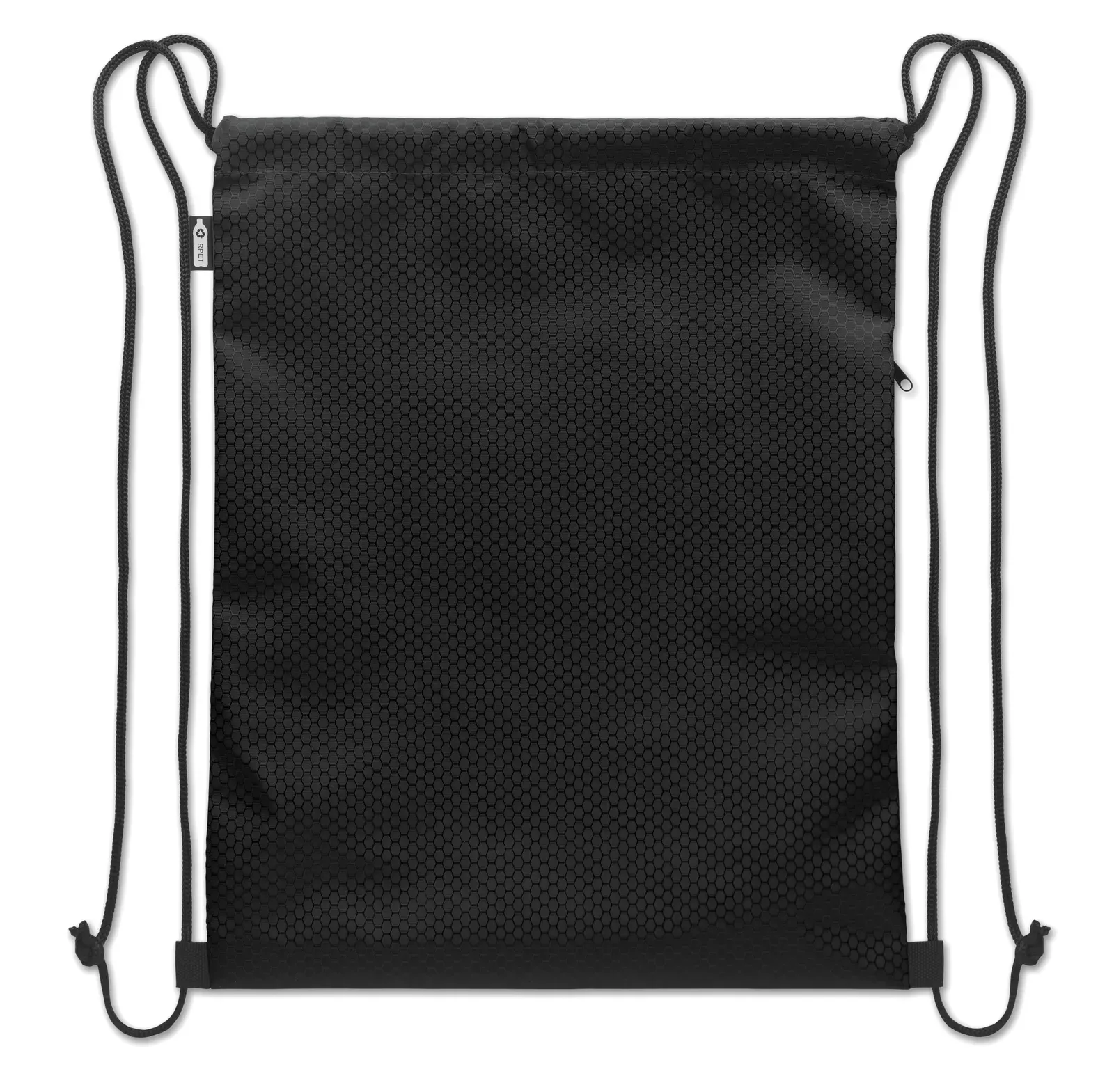 RPET Drawstring Bag Daykit with Zippered Pocket 34X42 cm MO2920 — Black