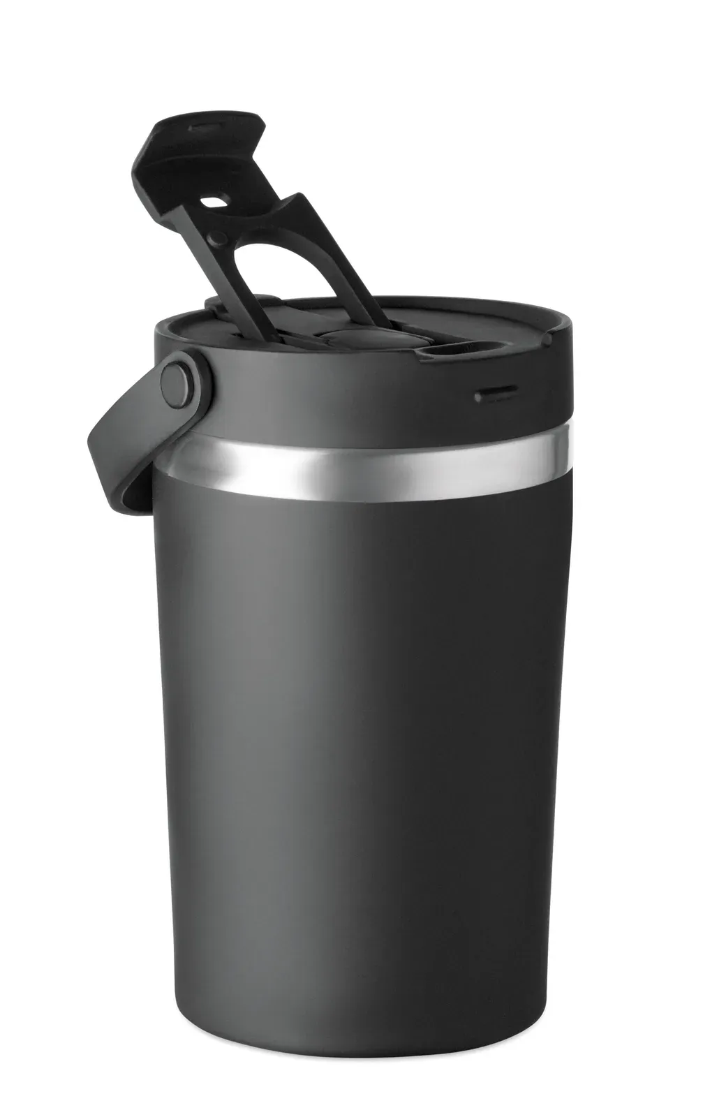 Cozycup – Double Wall Recycled Stainless Steel (90% Recycled Stainless and 10% Stainless Steel) Tumbler with PP 2-in-1 Sip — Black