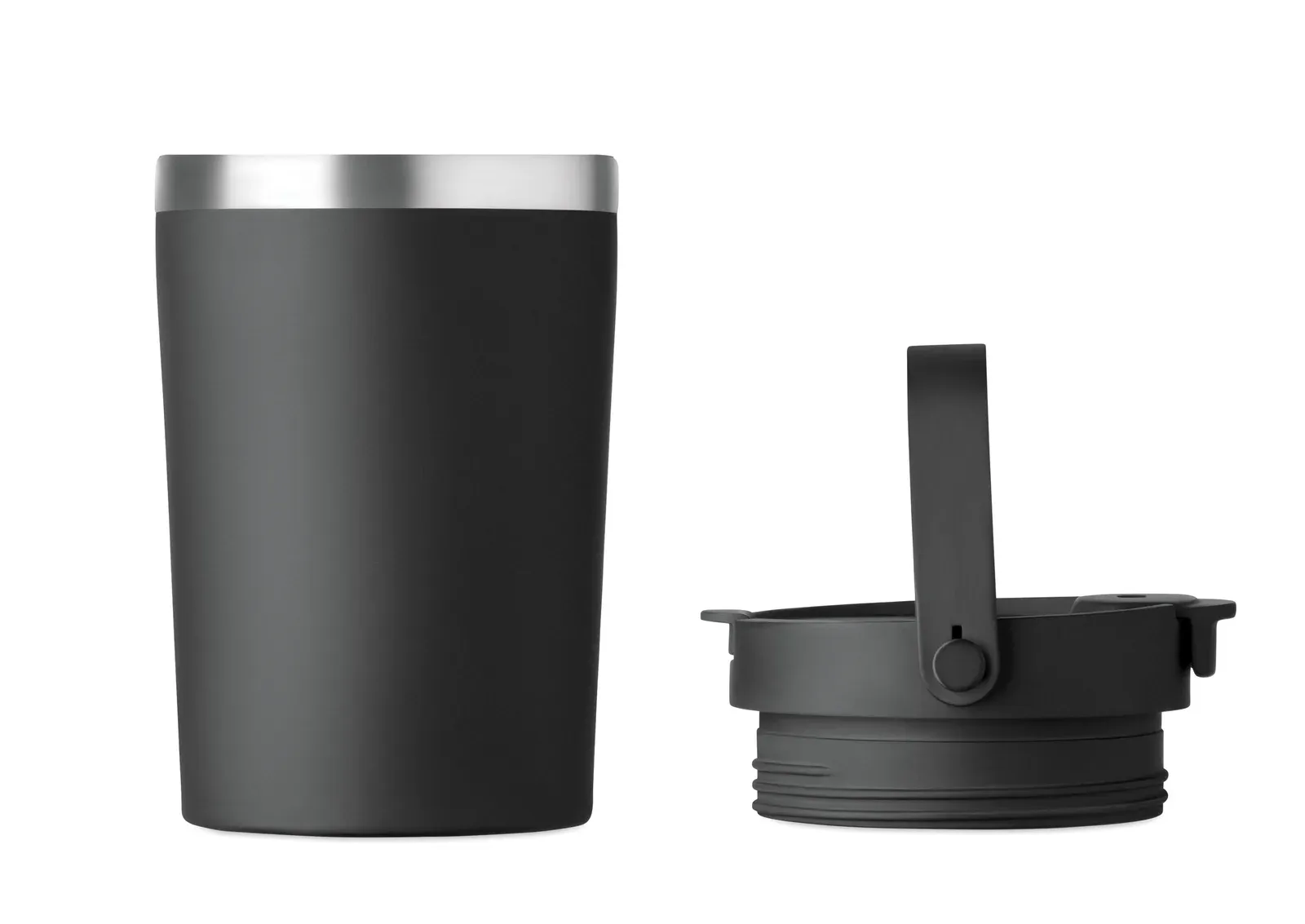 Cozycup – Double Wall Recycled Stainless Steel (90% Recycled Stainless and 10% Stainless Steel) Tumbler with PP 2-in-1 Sip — Black