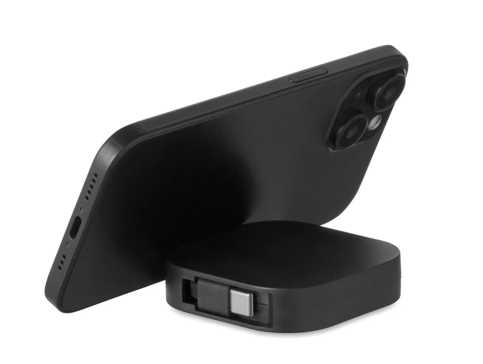 Linea 100W Retractable Charging Cable with Phone Holder — Black