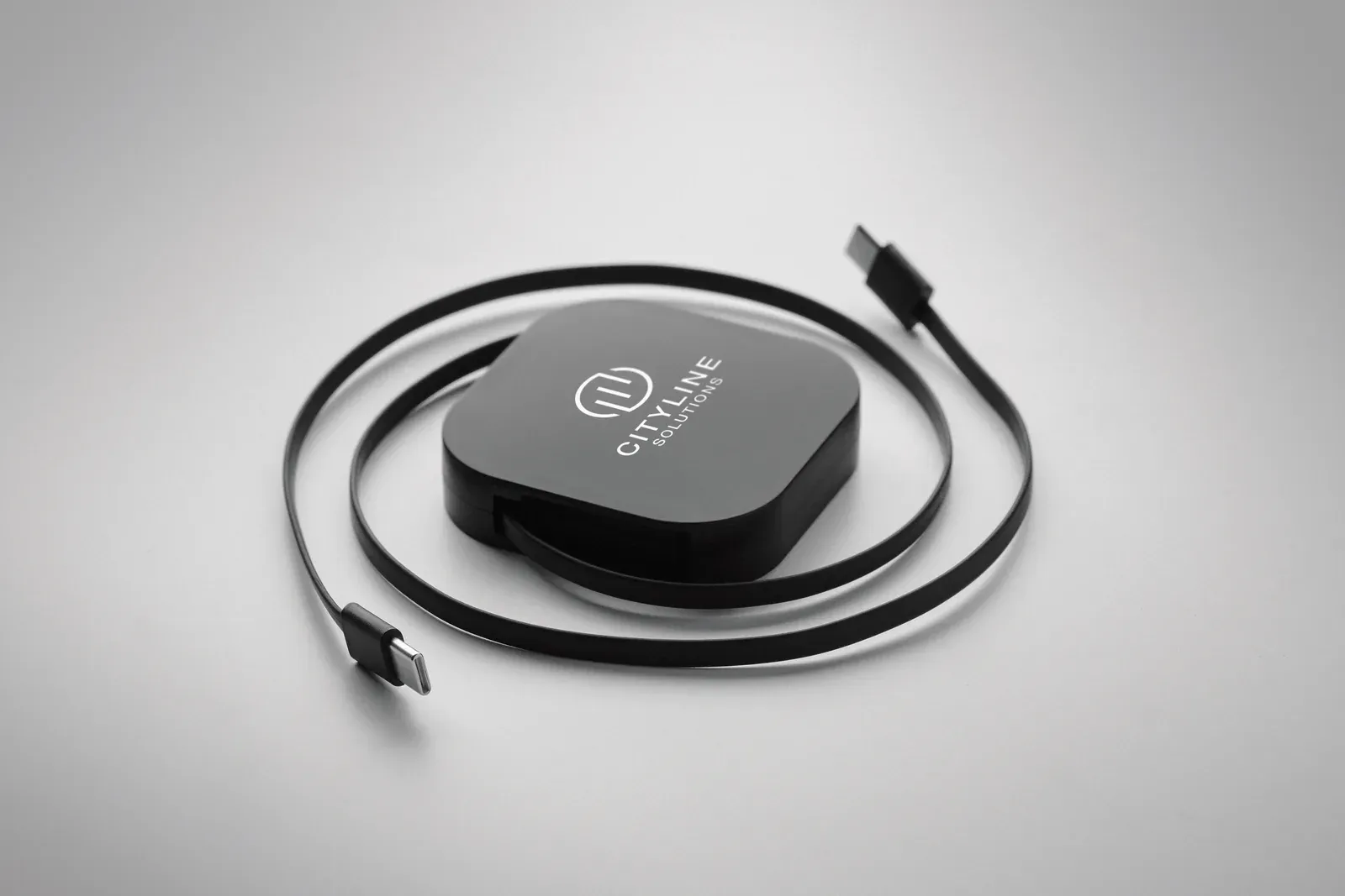 Linea 100W Retractable Charging Cable with Phone Holder — Black