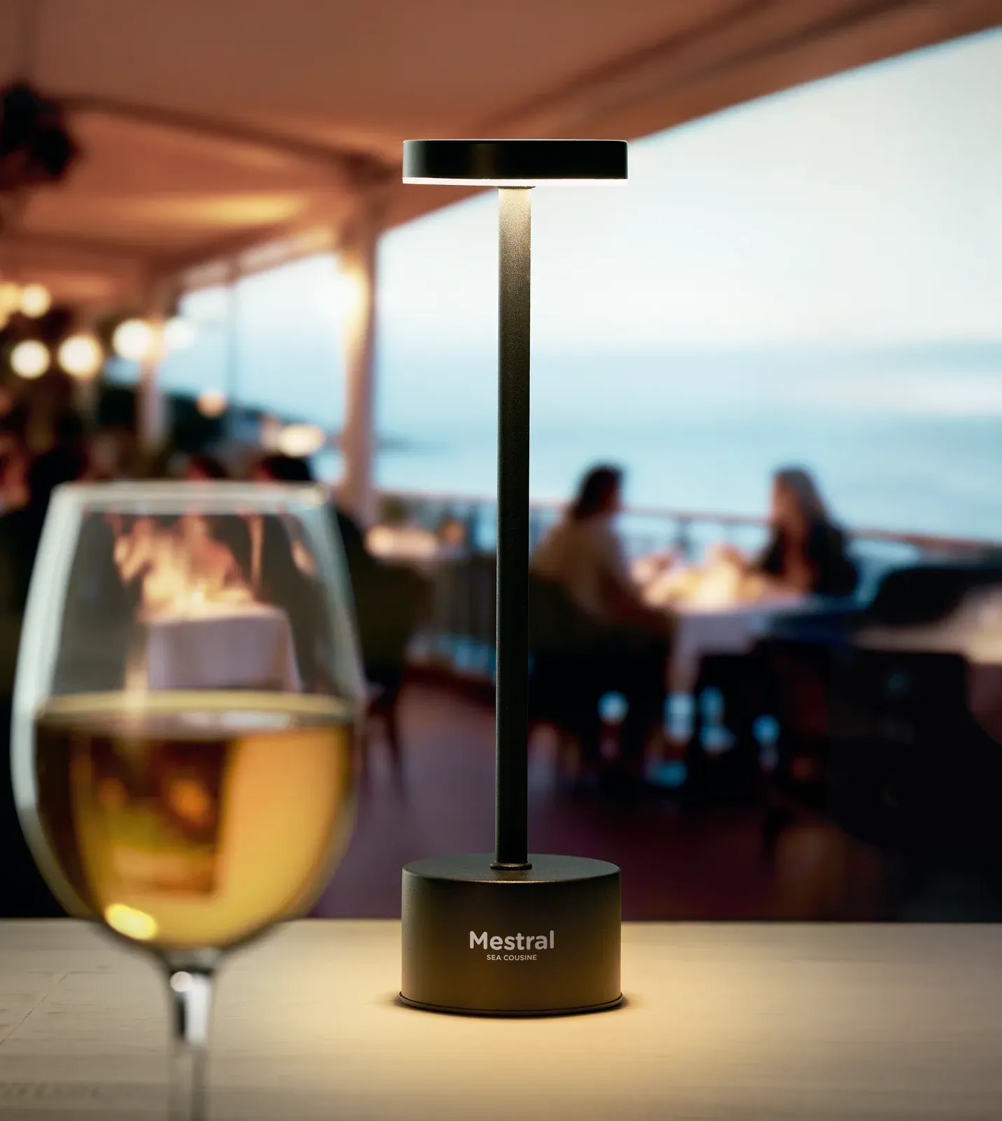 Bistro – Aluminium Table Lamp with 24 LEDs, 3 Light Modes and Touch Control; Features Stepless Dimming and Rechargeable — Black
