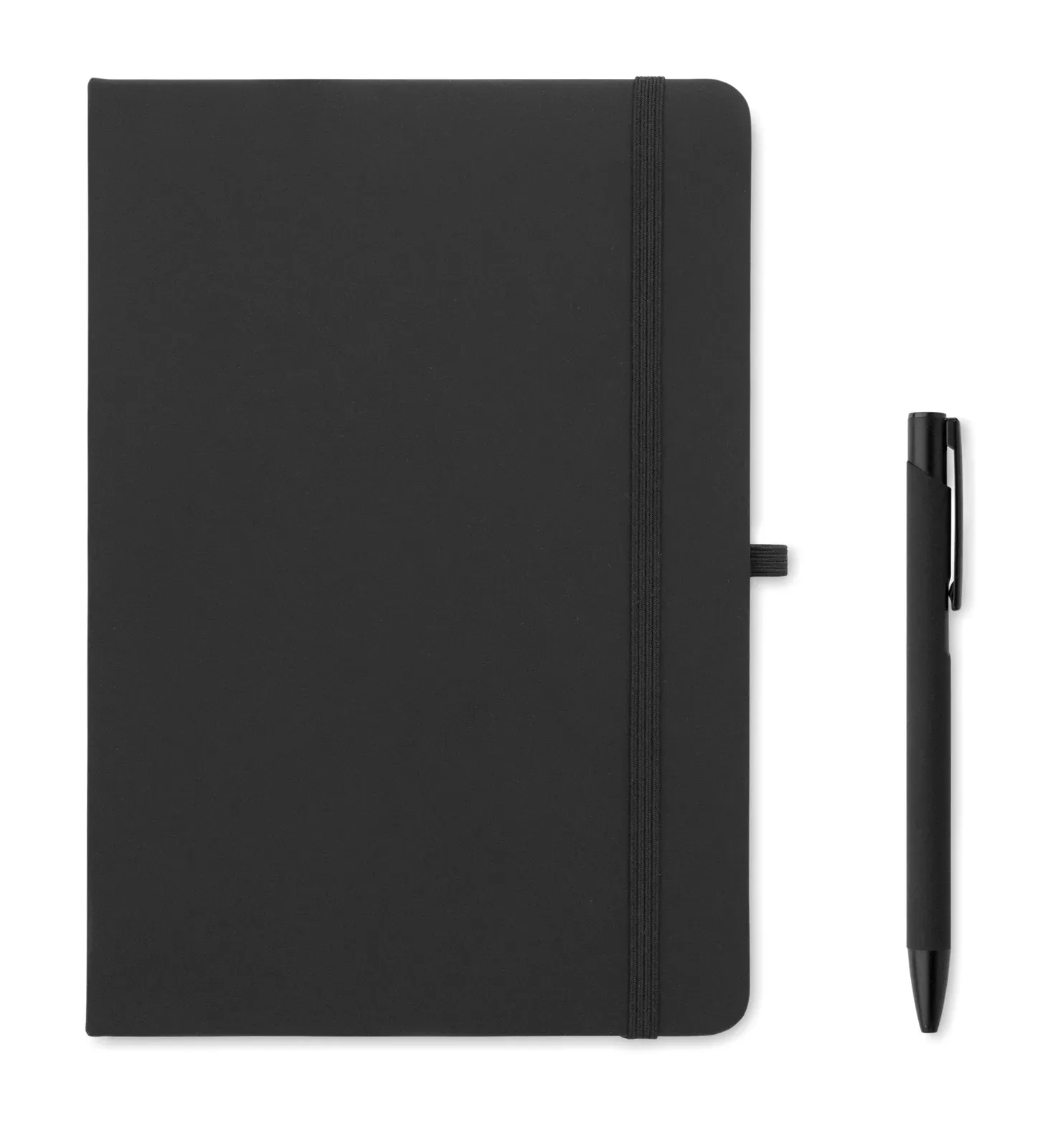 Engage 3-Piece Gift Set – Recycled Aluminium Notebook, Pen & 350ml Tumbler in Gift Box — Black