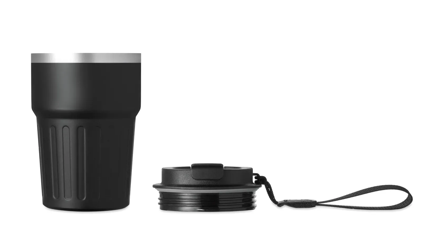 Engage 3-Piece Gift Set – Recycled Aluminium Notebook, Pen & 350ml Tumbler in Gift Box — Black