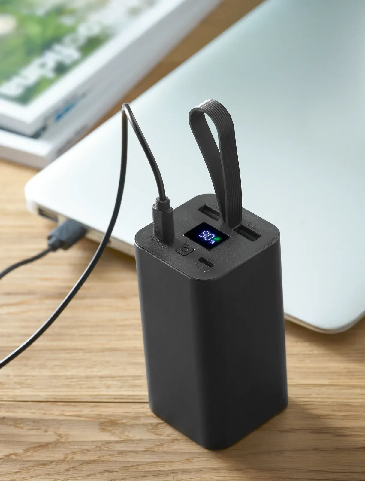 Voima 20,000mAh Power Bank – Recycled Aluminium with Digital Display — Black