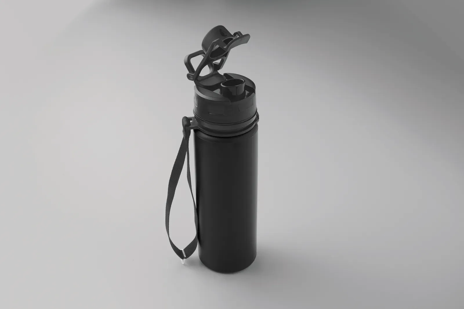 Lett – Foldable TPU Water Bottle with Bite Valve; Lightweight and Portable Design, Ideal for Outdoor Use — Black