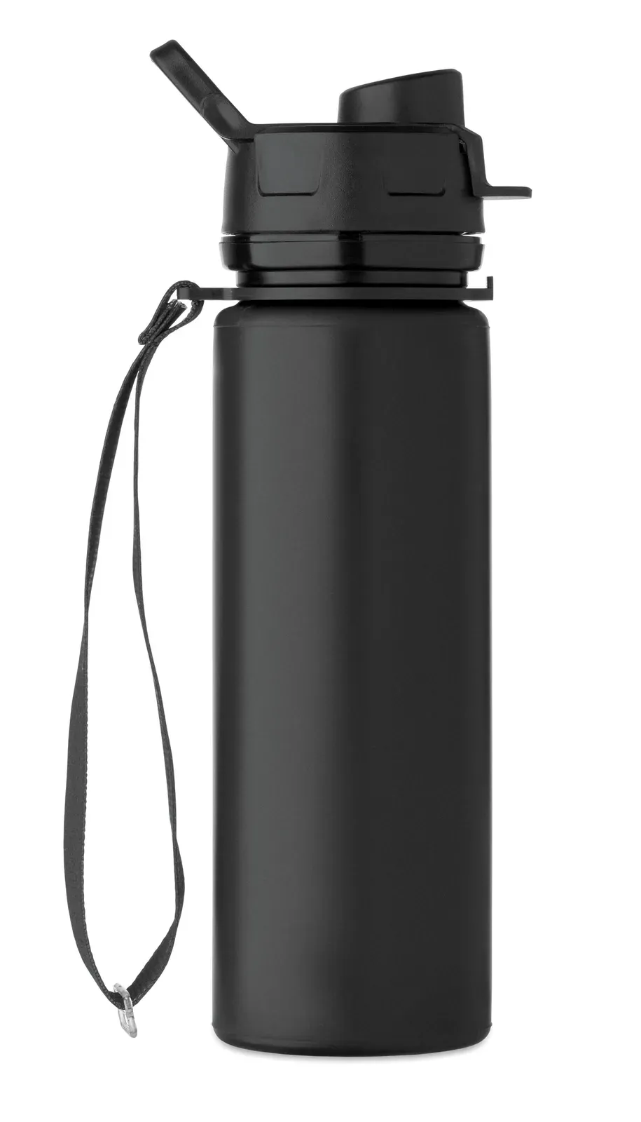 Lett – Foldable TPU Water Bottle with Bite Valve; Lightweight and Portable Design, Ideal for Outdoor Use — Black