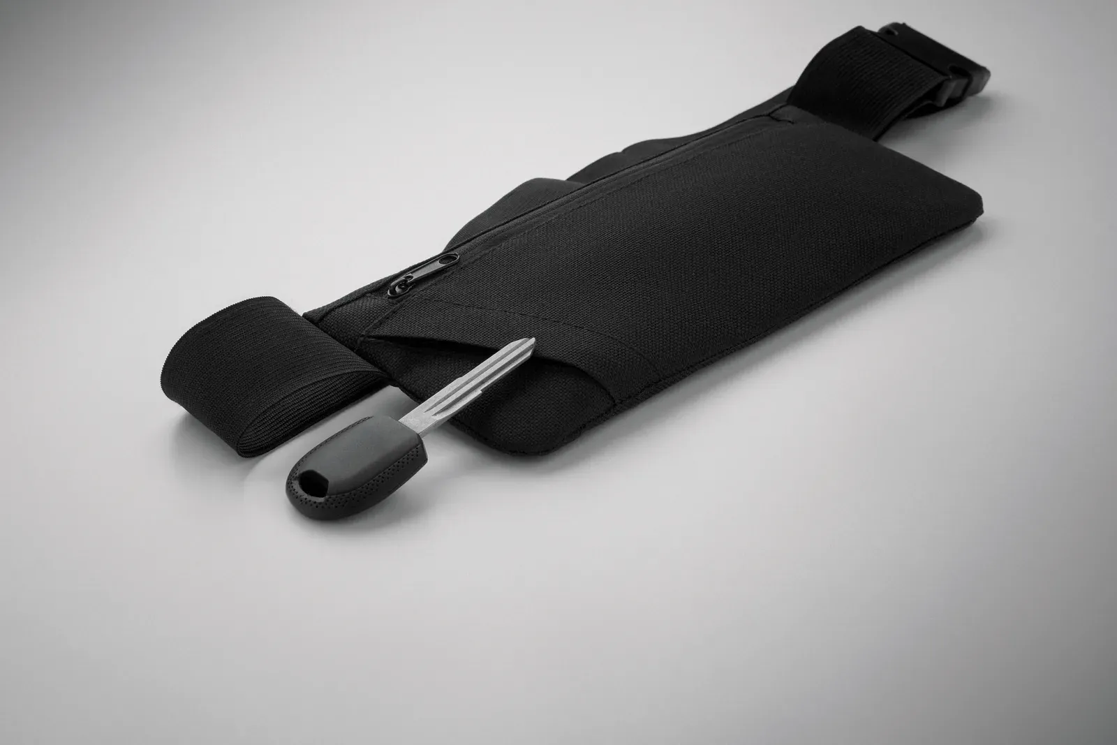 RPET Waist Bag Moderate with Zippered Pocket 24X9.5 cm MO2945 — Black