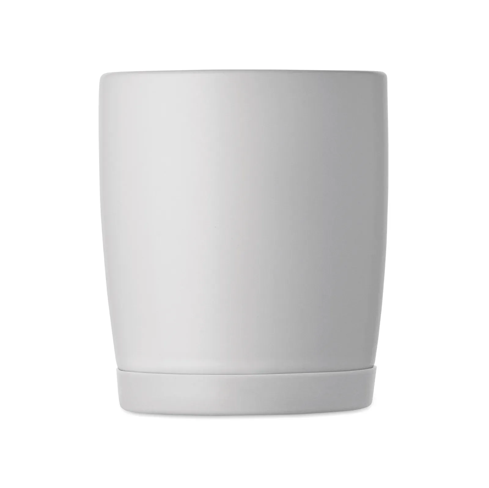 Silbase – Ceramic Mug with White Matt Finish and Silicone Base for Stability; Individual Packing in White Carton Box — White