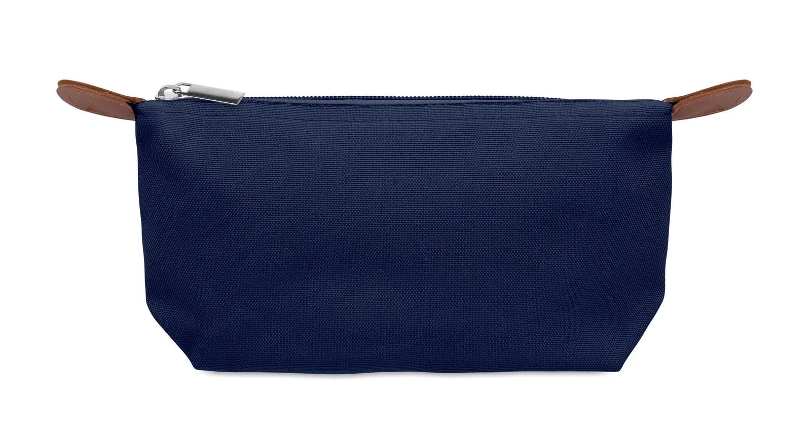 Vanity RPET Cosmetic Bag Brown PU Detail — Blue