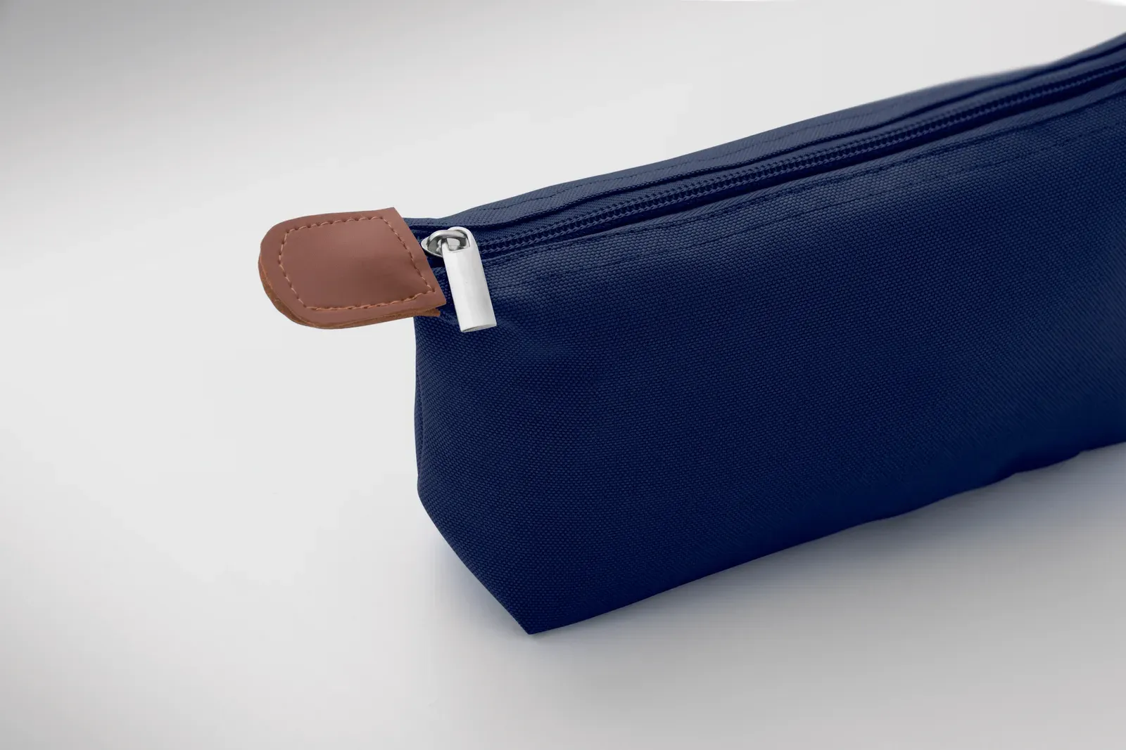 Vanity RPET Cosmetic Bag Brown PU Detail — Blue