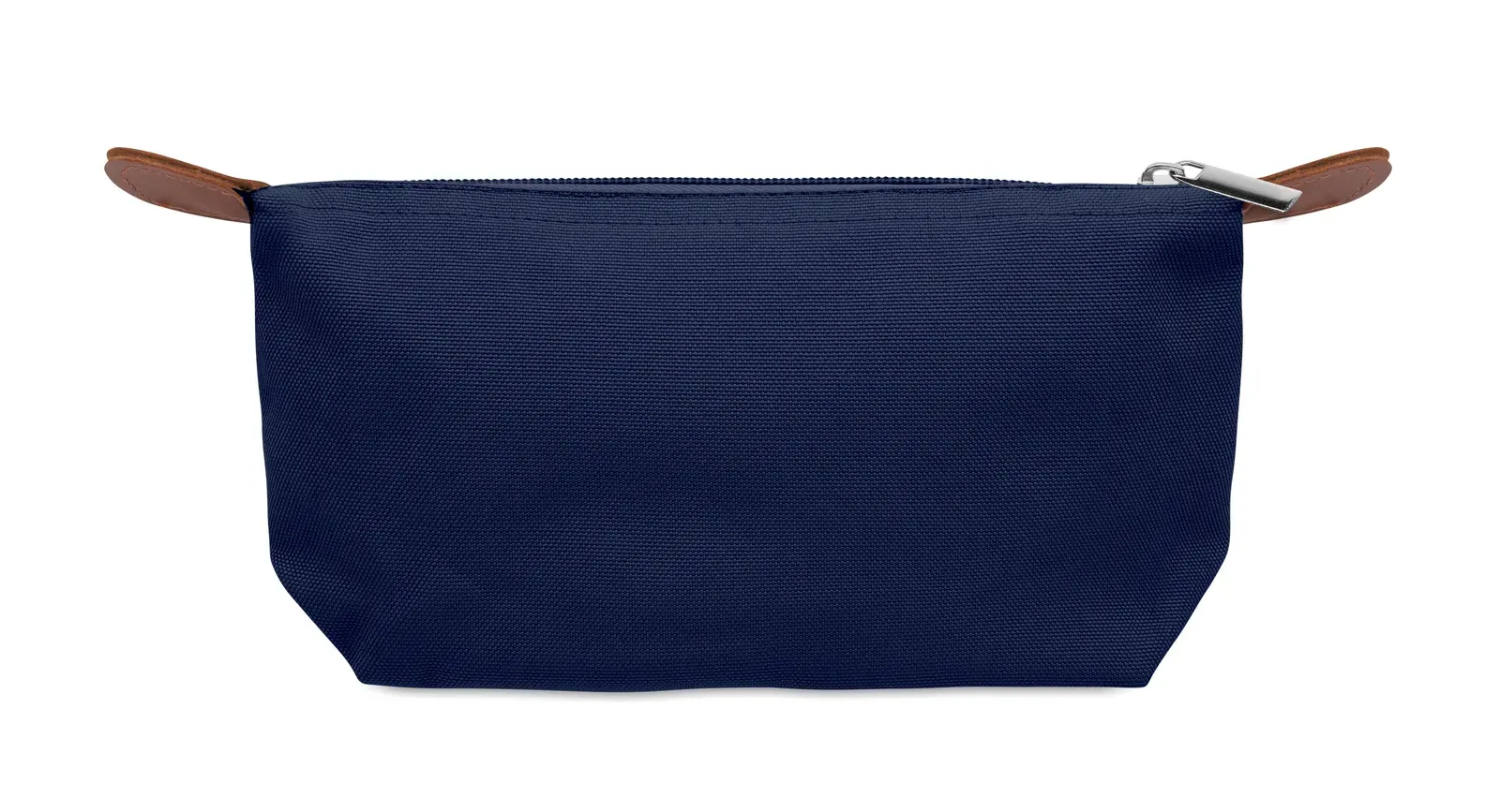 Vanity RPET Cosmetic Bag Brown PU Detail — Blue